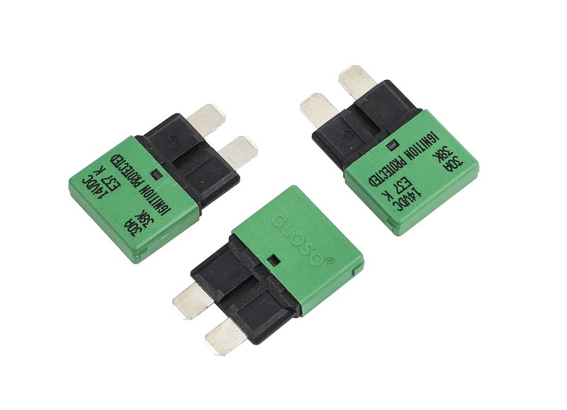 GLOSO E37 Auto (T1) Reset Low Profile ATC/ATO Circuit Breakers - (30A - 3 Pack) - Image 1